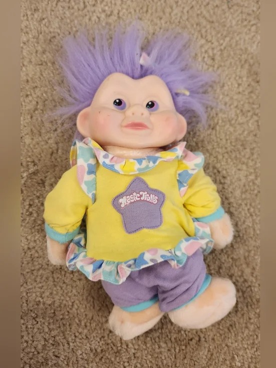 Vintage Applause Magic Trolls plush Baby doll 12" Purple Hair #Z - Picture 1 of 2